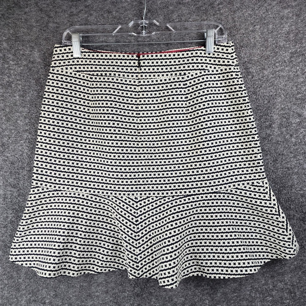 Banana Republic Skirt Womens 8P Flounce Hem Black Ivory Chain Link EUC